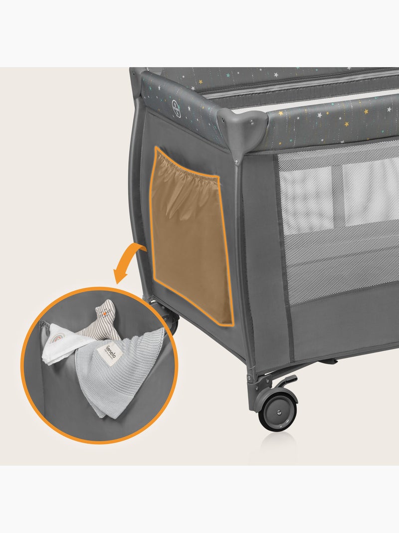 Cama de viagem 2 em 1 LIONELO Stefi Plus – Parque infantil – Colchão de alta densidade – 0-36 meses Cinza - Kiabi