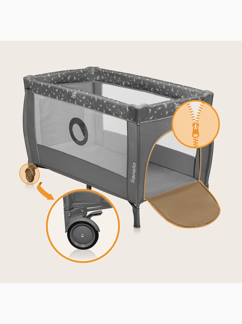 Cama de viagem 2 em 1 LIONELO Stefi Plus – Parque infantil – Colchão de alta densidade – 0-36 meses Cinza escuro - Kiabi