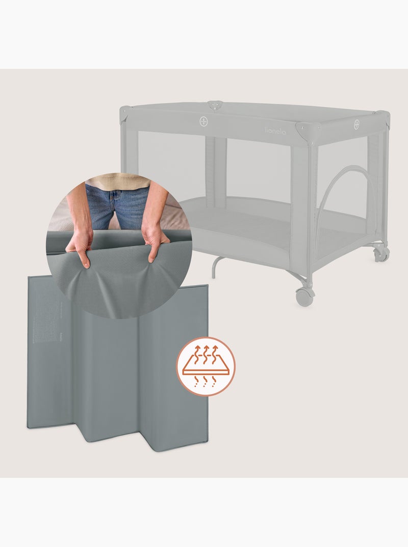 Cama de Viagem 2em1 LIONELO Amelie - Parque de Bebé - Ligeira - Rodas - Com Saco Cinza - Kiabi