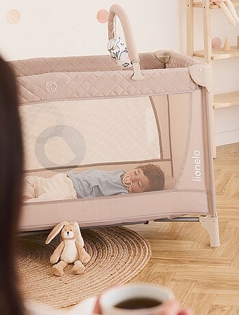 Cama de viagem 3 em 1 LIONELO Flower – Parque infantil – 0-36 meses – Dobragem rápida – Rodas