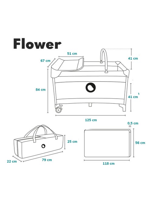 Cama de viagem 3 em 1 LIONELO Flower – Parque infantil – 0-36 meses – Dobragem rápida – Rodas - Kiabi Cama de viagem 3 em 1 LIONELO Flower – Parque infantil – 0-36 meses – Dobragem rápida – Rodas - Kiabi