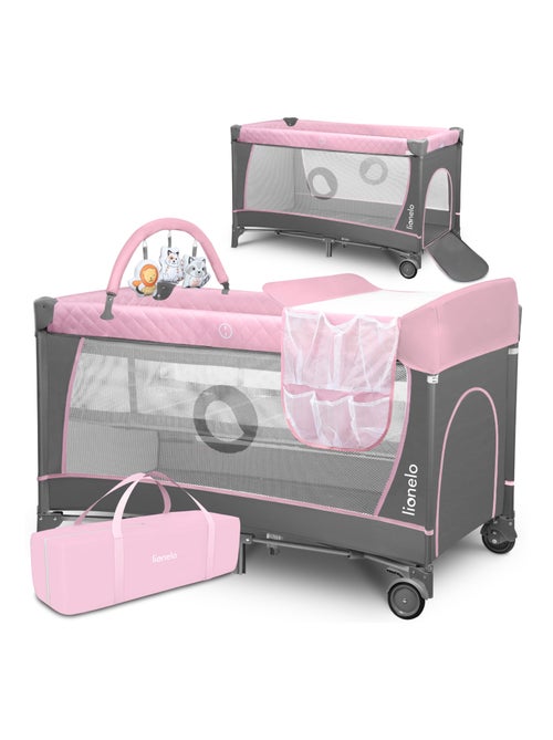 Cama de viagem 3 em 1 LIONELO Flower – Parque infantil – 0-36 meses – Dobragem rápida – Rodas - Kiabi