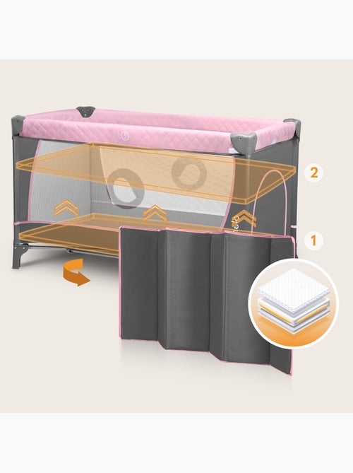 Cama de viagem 3 em 1 LIONELO Flower – Parque infantil – 0-36 meses – Dobragem rápida – Rodas - Kiabi