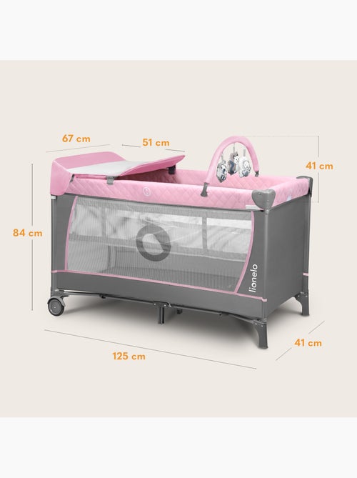 Cama de viagem 3 em 1 LIONELO Flower – Parque infantil – 0-36 meses – Dobragem rápida – Rodas - Kiabi