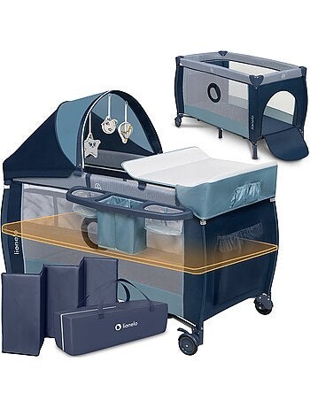 Cama de viagem 3 em 1 LIONELO Sven Plus – Parque infantil – 0-36 meses – Trocador – Mosquiteiro