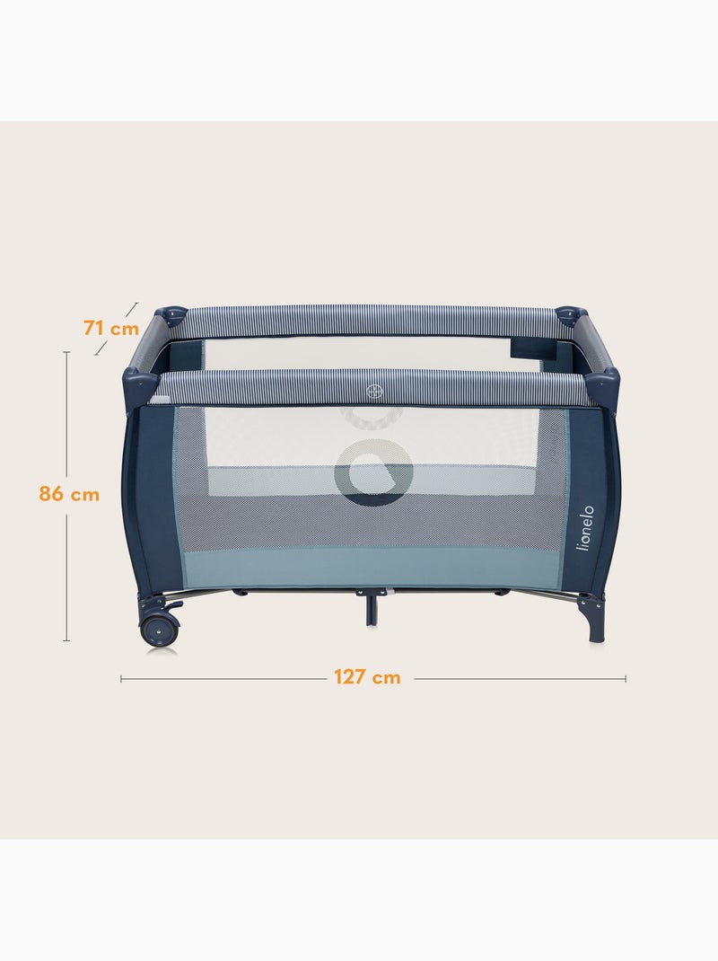 Cama de viagem 3 em 1 LIONELO Sven Plus – Parque infantil – 0-36 meses – Trocador – Mosquiteiro Azul - Kiabi