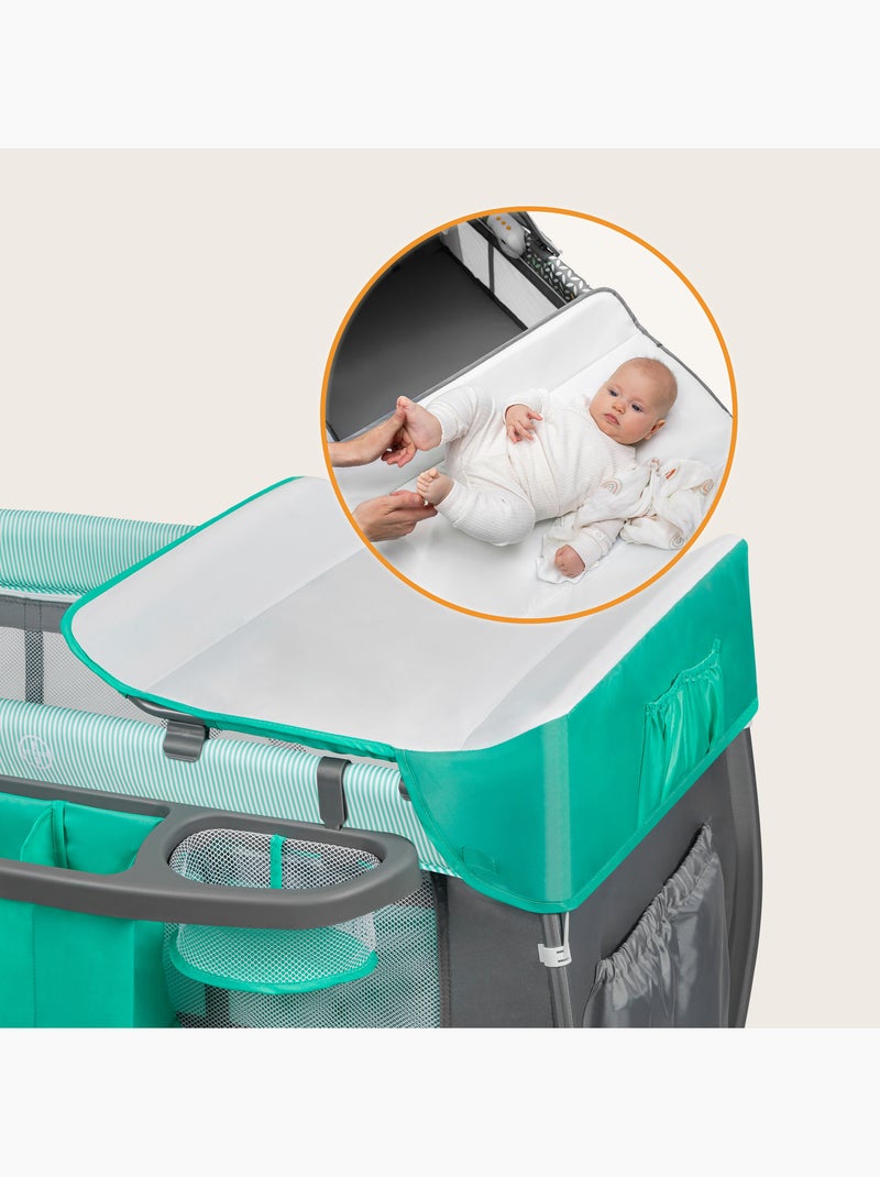 Cama de viagem 3 em 1 LIONELO Sven Plus – Parque infantil – 0-36 meses – Trocador – Mosquiteiro Azul-turquesa - Kiabi
