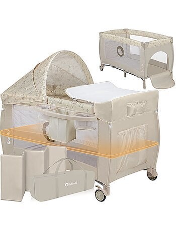 Cama de viagem 3 em 1 LIONELO Sven Plus – Parque infantil – 0-36 meses – Trocador – Mosquiteiro