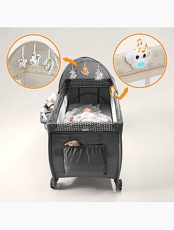 Cama de viagem 3 em 1 LIONELO Sven Plus – Parque infantil – 0-36 meses – Trocador – Mosquiteiro
