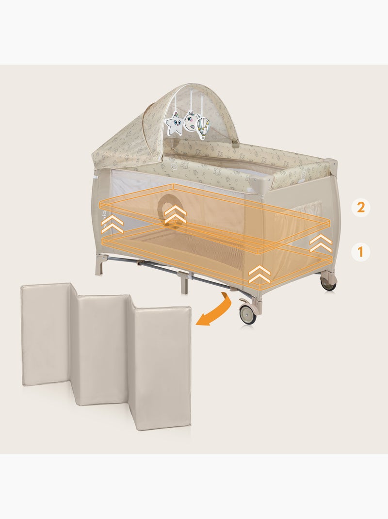 Cama de viagem 3 em 1 LIONELO Sven Plus – Parque infantil – 0-36 meses – Trocador – Mosquiteiro Bege - Kiabi