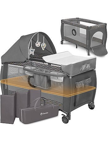 Cama de viagem 3 em 1 LIONELO Sven Plus – Parque infantil – 0-36 meses – Trocador – Mosquiteiro