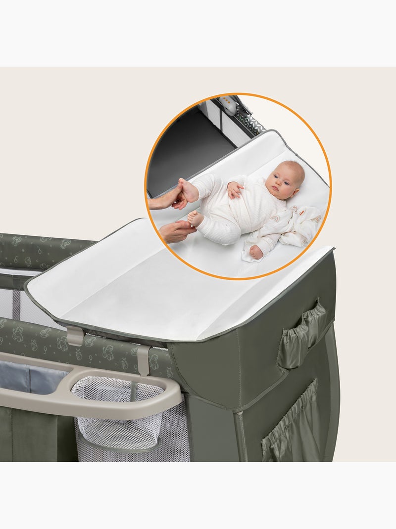 Cama de viagem 3 em 1 LIONELO Sven Plus – Parque infantil – 0-36 meses – Trocador – Mosquiteiro Verde cáqui - Kiabi