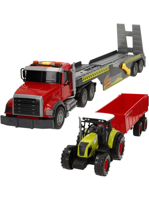 Camião de transporte agrícola com luz e som 1:14 + trator e reboque speed & go - Kiabi
