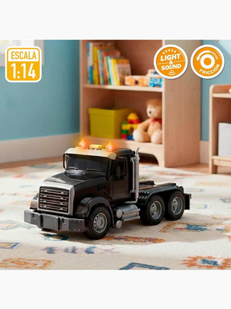Camião de transporte com luz e som 1:14 + 2 veículos de construção speed & go N/D - Kiabi