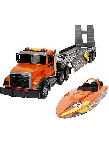 Camião de transporte com luz e som 1:14 + barco de brincar speed & go