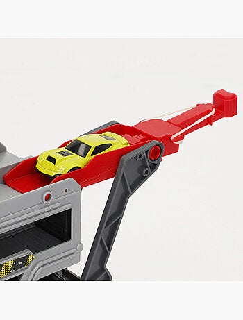 Camião lançador de carros com pista de looping e carro de metal teamsterz