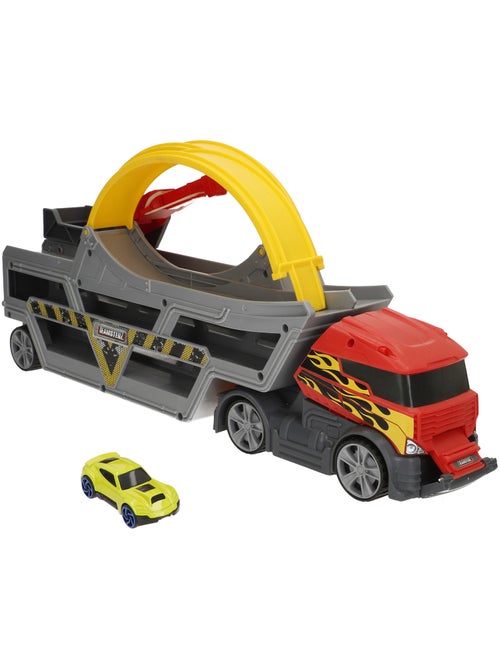 Camião lançador de carros com pista de looping e carro de metal teamsterz - Kiabi Camião lançador de carros com pista de looping e carro de metal teamsterz - Kiabi