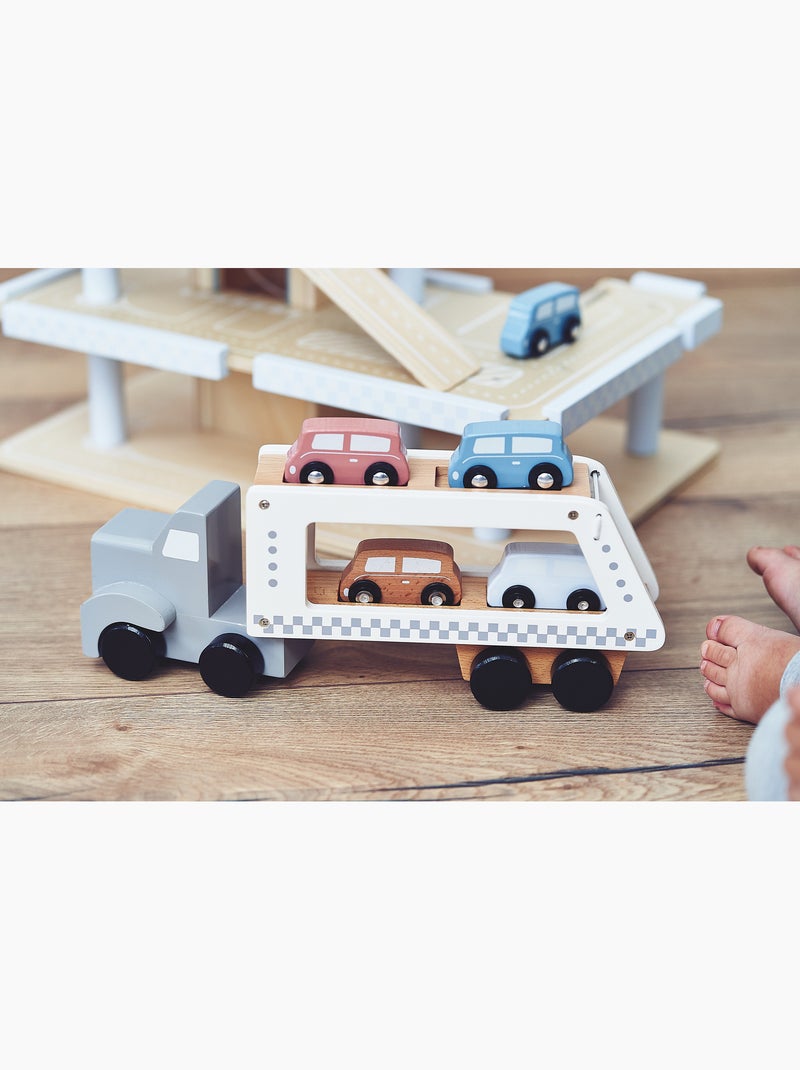 Camião transportador de carros em madeira com 4 carrinhos – brinquedo infantil N/D - Kiabi