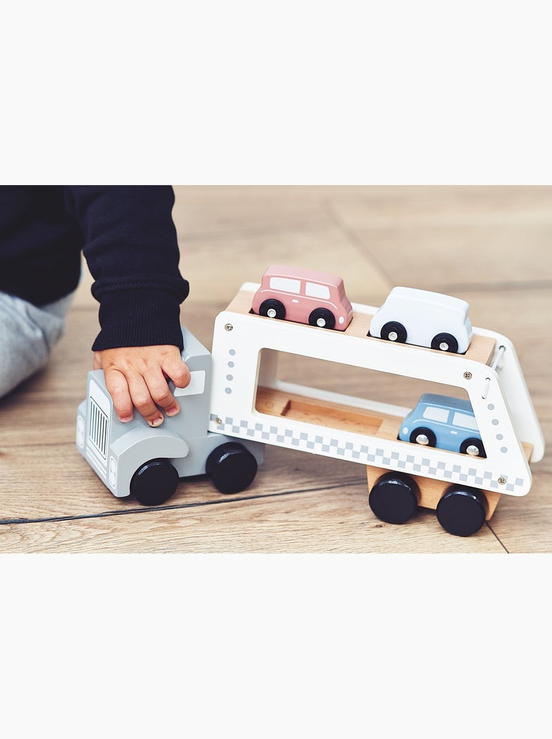 Camião transportador de carros em madeira com 4 carrinhos – brinquedo infantil N/D - Kiabi