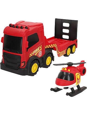 Caminhão de bombeiros de brinquedo teamsterz com helicóptero