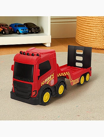 Caminhão de bombeiros de brinquedo teamsterz com helicóptero