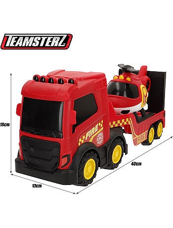 Caminhão de bombeiros de brinquedo teamsterz com helicóptero