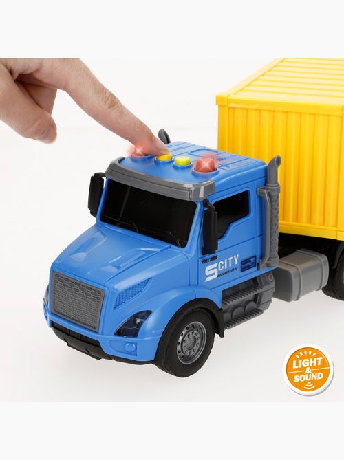 Caminhão porta-contêineres movido a fricção com luz e som speed & go - Kiabi Caminhão porta-contêineres movido a fricção com luz e som speed & go - Kiabi