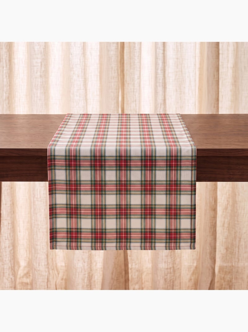 Caminho de mesa de natal em algodão, fio dourado em relevo, padrão tartan - gamusi Branco - Kiabi