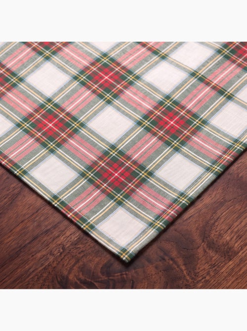 Caminho de mesa de natal em algodão, fio dourado em relevo, padrão tartan - gamusi - Kiabi