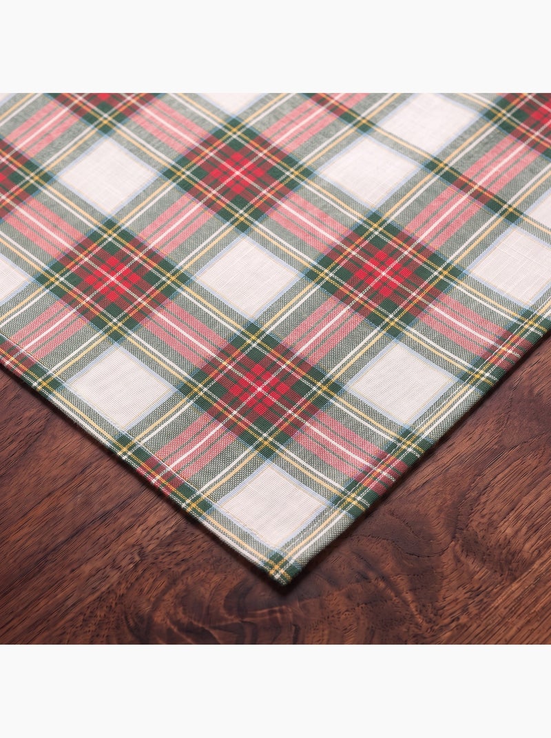Caminho de mesa de natal em algodão, fio dourado em relevo, padrão tartan - gamusi Branco - Kiabi