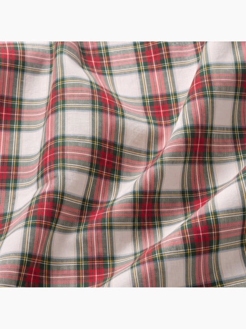 Caminho de mesa de natal em algodão, fio dourado em relevo, padrão tartan - gamusi - Kiabi