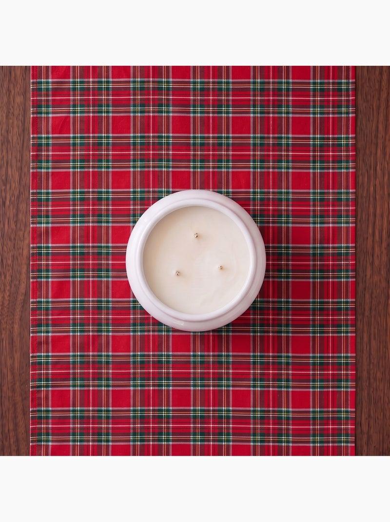 Caminho de mesa de natal em algodão, fio dourado em relevo, padrão tartan - gamusi Vermelho - Kiabi