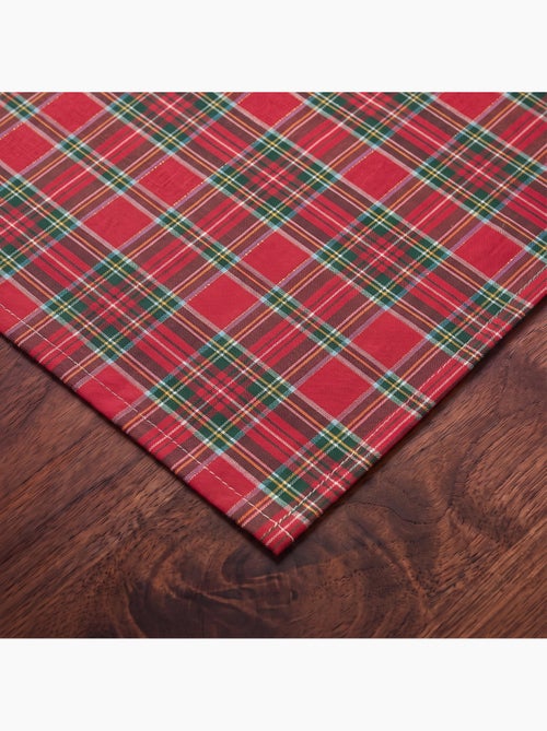 Caminho de mesa de natal em algodão, fio dourado em relevo, padrão tartan - gamusi - Kiabi