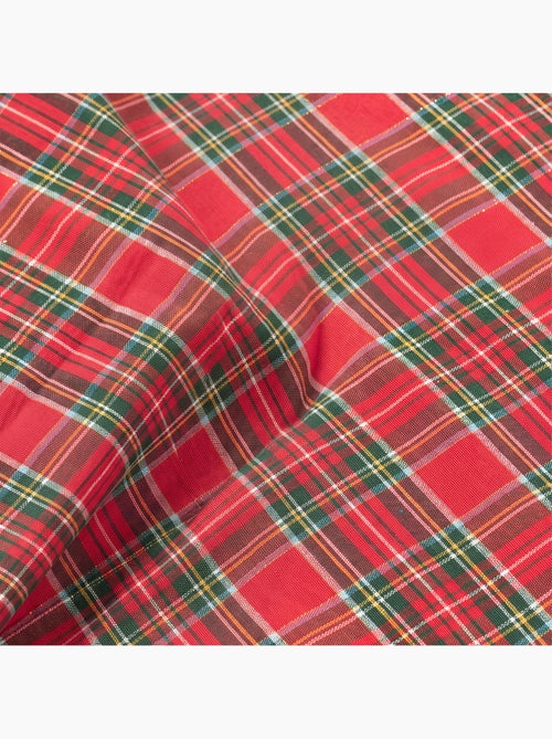 Caminho de mesa de natal em algodão, fio dourado em relevo, padrão tartan - gamusi - Kiabi