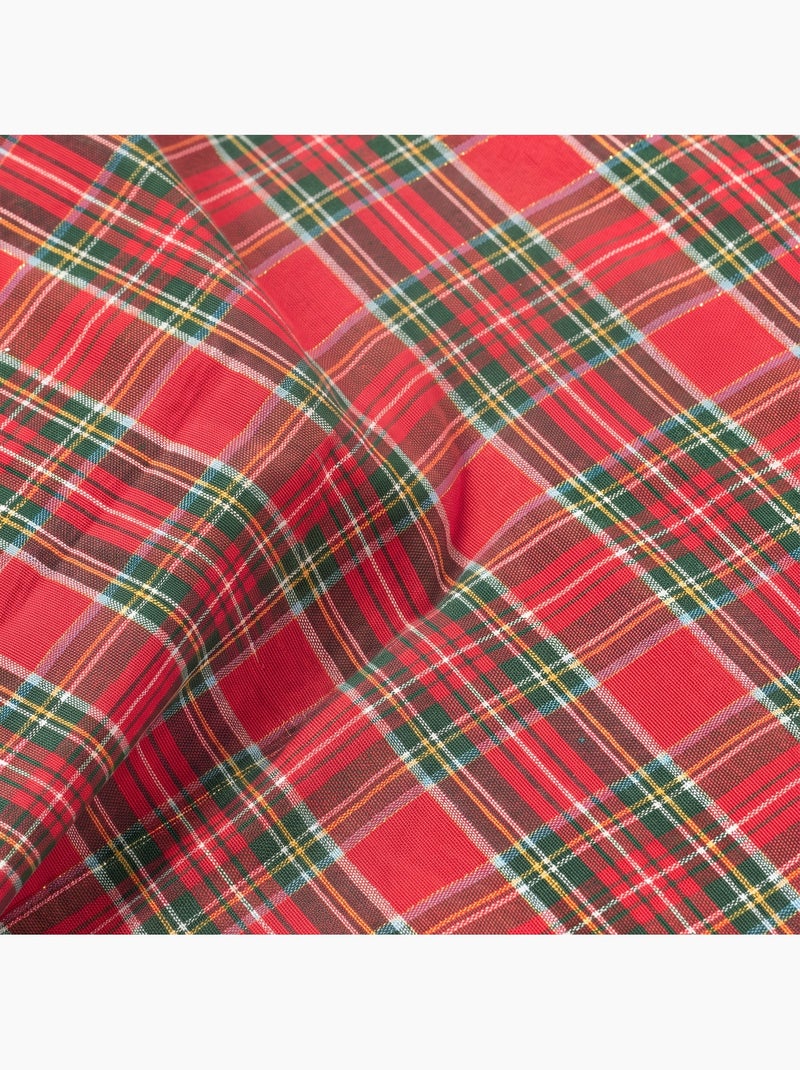 Caminho de mesa de natal em algodão, fio dourado em relevo, padrão tartan - gamusi Vermelho - Kiabi