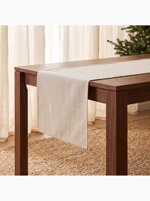 Caminho de mesa natal aos quadrados, tecido, fio dourado, algodão - gamusi. - Kiabi