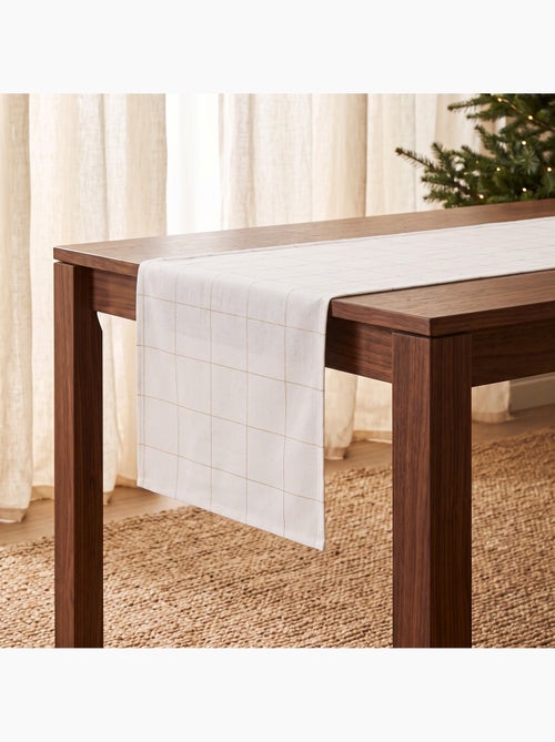 Caminho de mesa natal aos quadrados, tecido, fio dourado, algodão - gamusi. - Kiabi Caminho de mesa natal aos quadrados, tecido, fio dourado, algodão - gamusi. - Kiabi