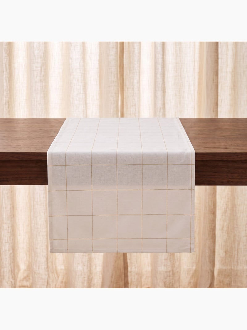 Caminho de mesa natal aos quadrados, tecido, fio dourado, algodão - gamusi. Branco - Kiabi