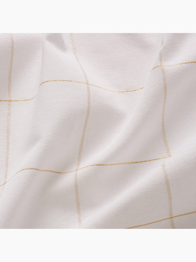 Caminho de mesa natal aos quadrados, tecido, fio dourado, algodão - gamusi. Branco - Kiabi