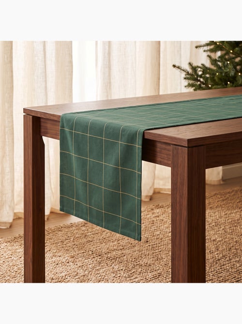 Caminho de mesa natal aos quadrados, tecido, fio dourado, algodão - gamusi. - Kiabi Caminho de mesa natal aos quadrados, tecido, fio dourado, algodão - gamusi. - Kiabi