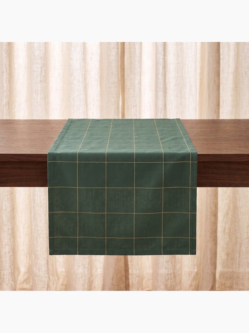 Caminho de mesa natal aos quadrados, tecido, fio dourado, algodão - gamusi. - Kiabi Caminho de mesa natal aos quadrados, tecido, fio dourado, algodão - gamusi. - Kiabi