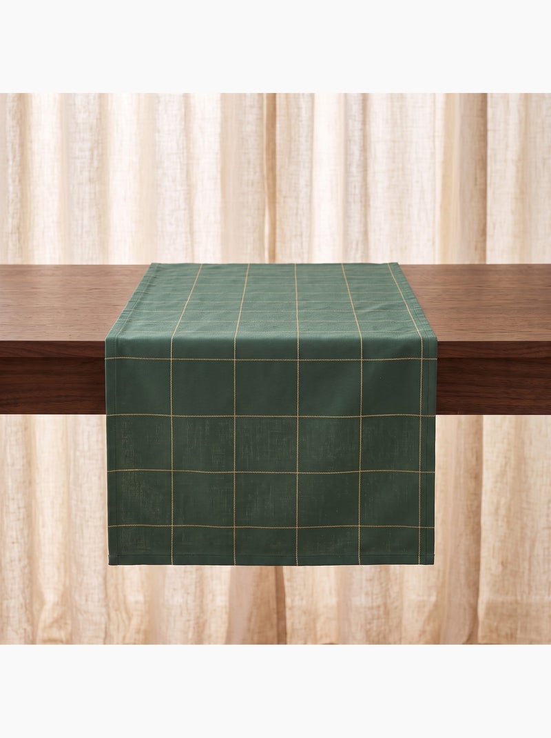 Caminho de mesa natal aos quadrados, tecido, fio dourado, algodão - gamusi. Verde - Kiabi