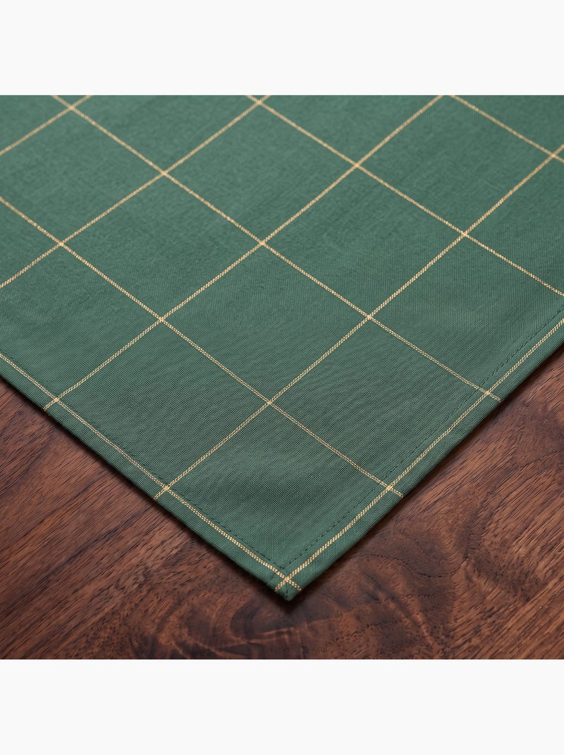 Caminho de mesa natal aos quadrados, tecido, fio dourado, algodão - gamusi. Verde - Kiabi