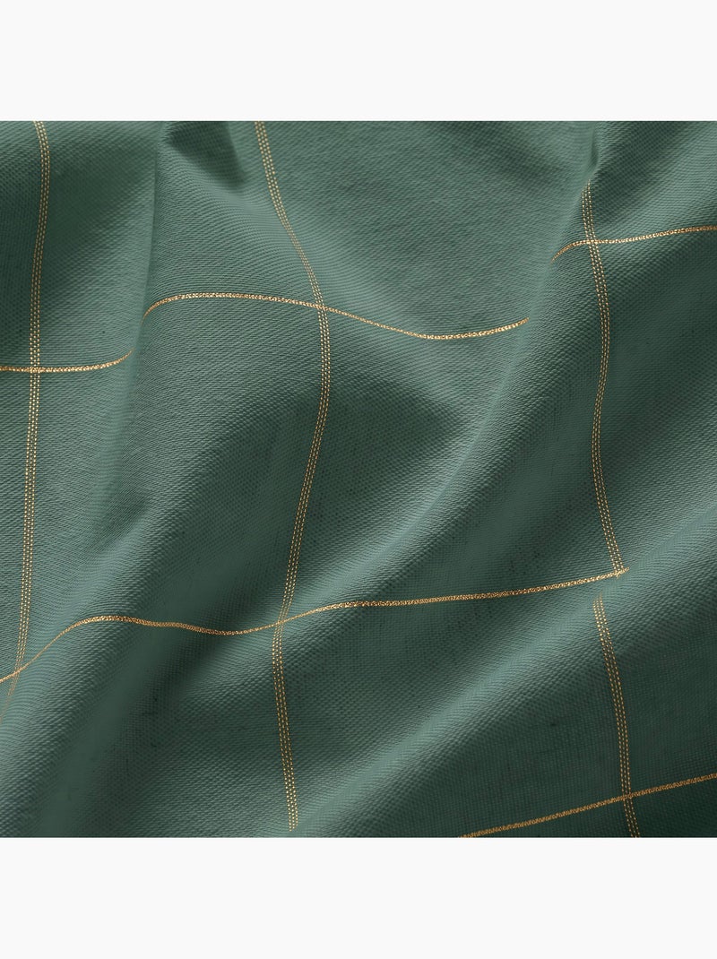 Caminho de mesa natal aos quadrados, tecido, fio dourado, algodão - gamusi. Verde - Kiabi