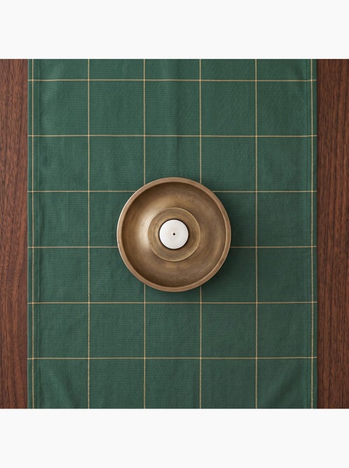 Caminho de mesa natal aos quadrados, tecido, fio dourado, algodão - gamusi. - Kiabi Caminho de mesa natal aos quadrados, tecido, fio dourado, algodão - gamusi. - Kiabi