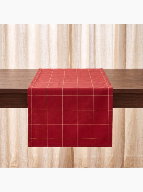 Caminho de mesa natal aos quadrados, tecido, fio dourado, algodão - gamusi. - Kiabi