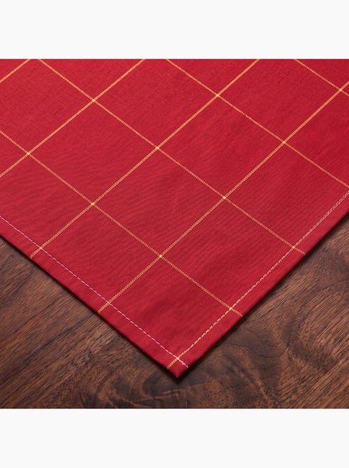 Caminho de mesa natal aos quadrados, tecido, fio dourado, algodão - gamusi. - Kiabi