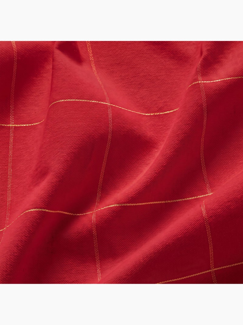 Caminho de mesa natal aos quadrados, tecido, fio dourado, algodão - gamusi. Vermelho - Kiabi