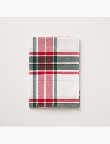 Caminho de mesa natal tartan, tecido, fio dourado, algodão - gamusi.