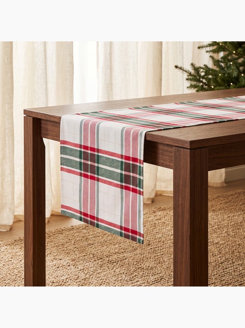 Caminho de mesa natal tartan, tecido, fio dourado, algodão - gamusi. - Kiabi
